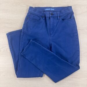 Ankle Jeans Lands End Womens 8 Blue High Rise Slim Stretch Denim Casual